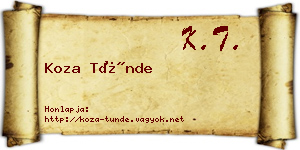 Koza Tünde névjegykártya